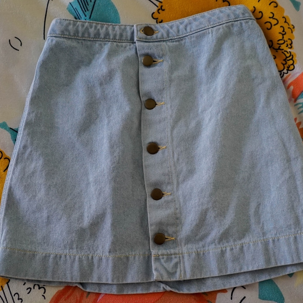 American Apparel Denim Button Front A Line Skirt
